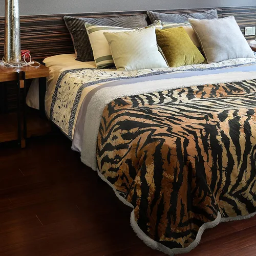 Miniatura 4 de Manta de Sherpa mullida con estampado de tigre; manta supersuave de vellón de visón, manta mullida para la cama y ver televisión, manta mullida
