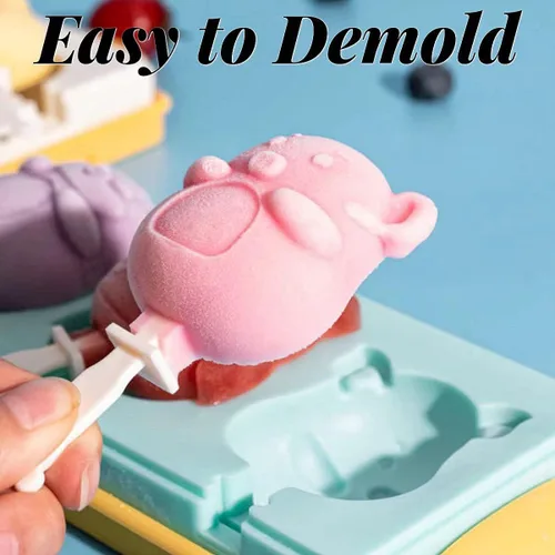 Miniatura 2 de AuraGlor Juego de 3 moldes de silicona para paletas para niños, moldes de silicona para hacer helados, moldes para hacer helados, accesorios