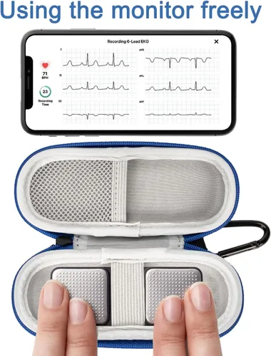 Miniatura 2 de Funda compatible con monitor Kardiamobile ECG, almacenamiento de viaje duro para Alivecor Kardia Mobile 6L Monitor de corazón con pastillero