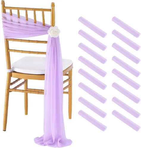 Miniatura 9 de Fanqisi 16 cintas para sillas con cintas de 8 pies de largo, cortinas de tela suave para decoración de bodas, iglesias, sillas, pasillos