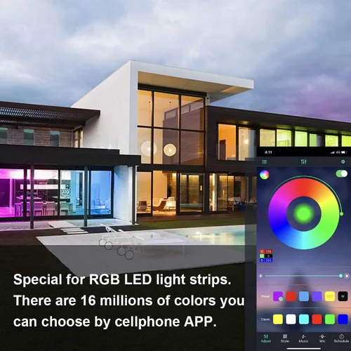 Miniatura 3 de SUPERNIGHT Controlador de luz LED RGB 2 en 1, controlador de música inteligente controlado por aplicación para Android e iOS, DC 5V-24V RGB Strip