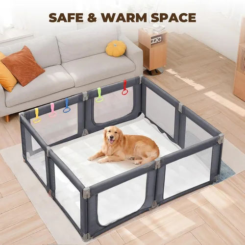 Miniatura 8 de Dripex Corralito para bebés, corralito pequeño de 47×47 pulgadas para bebés, corralito de juegos para bebés con mayor seguridad