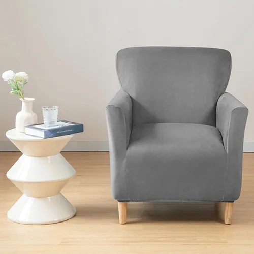 Miniatura 3 de Funda para sillón de color liso, funda de terciopelo de felpa para sillón, fundas gruesas y lavables para sala de estar y dormitorio, color beige