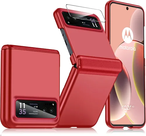 Miniatura 43 de para Samsung Galaxy Z Flip 7 Funda con protección de bisagras y protector de pantalla incorporado, funda de cuero mate de policarbonato ultradelgada