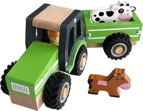 Juguetes de tractor de madera para niños pequeños de 1 a 3 años, juguetes de vehículos para bebés, juguetes de mano para niños y niñas de 1, 2, 3