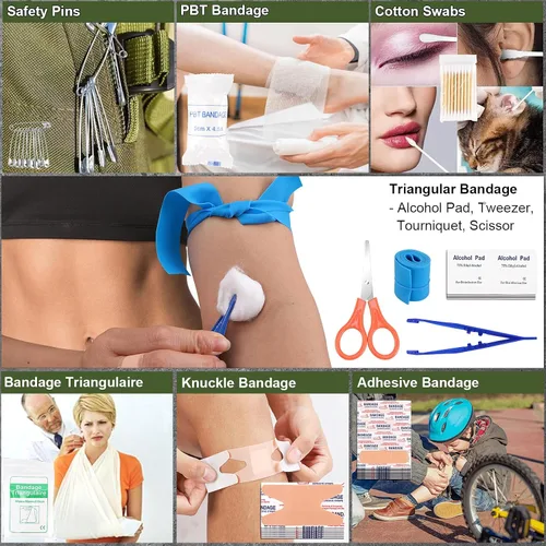 Miniatura 7 de Regalos para hombres Navidad papá, kit de supervivencia, 150 piezas de equipo de supervivencia y suministros con bolsa de trauma, kit de emergencia