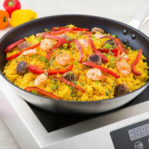 Miniatura 3 de Restaurantware Met Lux - Sartén redonda de 12.6 pulgadas, 1 sartén antiadherente lista para inducción, mango remachado, sartén de acero inoxidable