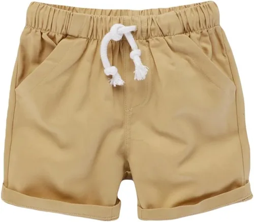 Miniatura 4 de HILEELANG Pantalones cortos chinos de verano para niños pequeños, de algodón, elásticos, con cordón, para uniforme escolar, 2