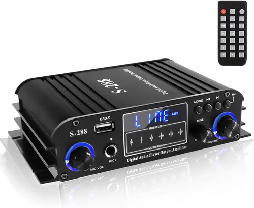 Miniatura 11 de Romica AK55 Amplificador de audio estéreo, 2 canales 500 W Bluetooth 5.0 Receptores estéreo de audio doméstico con FM, Echo, AUX, USB, SD, MIC