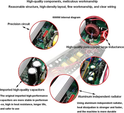 Miniatura 7 de Inversor de onda sinusoidal pura de 12 V a 220 V, 3000 W-6000 W, convertidor de potencia máxima de CC a CA con pantalla LCD, para automóvil, barco