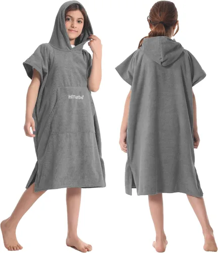 Miniatura 8 de Hiturbo Poncho de toalla cambiante para niños: toallas de baño absorbentes de secado rápido con capucha - Poncho de microfibra para nadar surf