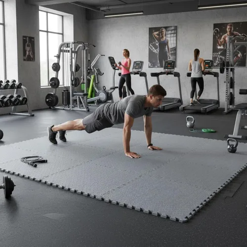 Miniatura 6 de BalanceFrom Tapete de Azulejos de Ejercicio de Espuma EVA Entrelazada de 24 x 24 pulgadas – Suelo de Rompecabezas Antideslizante para Gimnasio