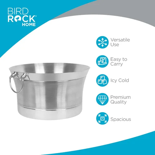 Miniatura 2 de BirdRock Home Bañera redonda de doble pared para bebidas Acero inoxidable Pequeña
