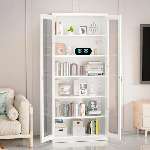 Miniatura 10 de VINGLI Armario de Pared para Garaje con Puertas con Cerradura y Estante Ajustable, Gabinete de Pared de Metal, Gabinete de Almacenamiento Superior