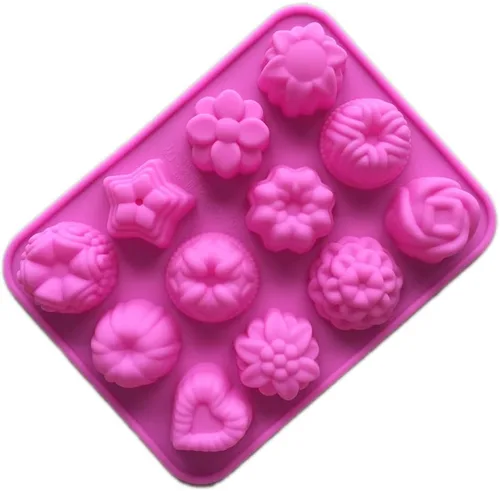 Miniatura 4 de Molde de silicona para tartas de chocolate y dulces artesanales de 12 flores