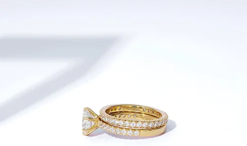 Miniatura 4 de Tienda Collection Platinum or Gold Plated Sterling Silver Wedding Set Rings set with Round Cut Infinite Elements Cubic Zirconia