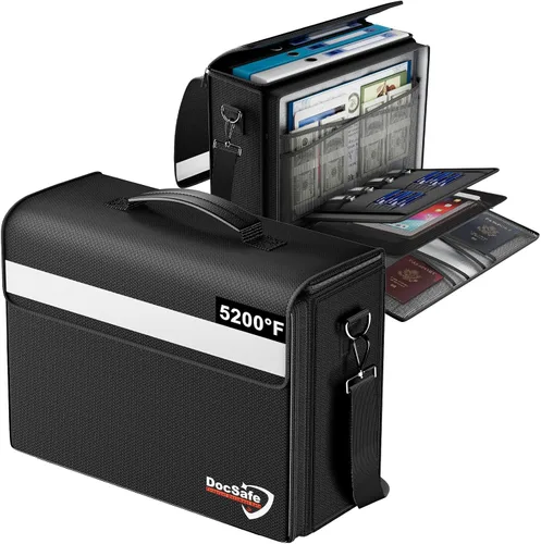 Miniatura 10 de DocSafe Bolsa de documentos grande ignífuga y resistente al agua de 5200°F con múltiples bolsillos, organizador de almacenamiento de archivos de 17