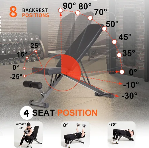 Miniatura 3 de BARWING Adjustable Foldable Portable Weight Bench for Home Gym,700-800LBS Flat Incline Decline Workout Bench for Full Body Workout Easy Assembly for