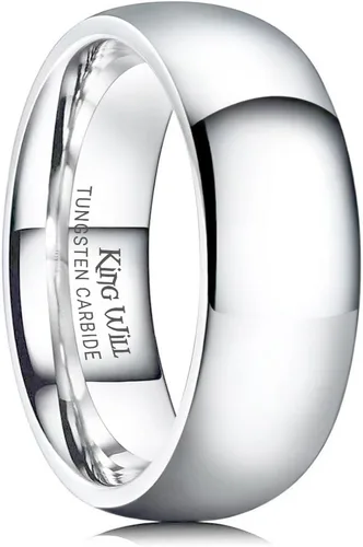 King Will Alianza de boda de carburo de tungsteno para hombres y mujeres, anillos de promesa para parejas abovedados de alto pulido