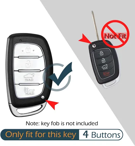 Miniatura 2 de 2 piezas de silicona 4 botones funda para llavero remoto sin llave compatible con Hyundai Elantra Sonata Tucson 2019, 2018, 2017, 2016, 2015, 2014
