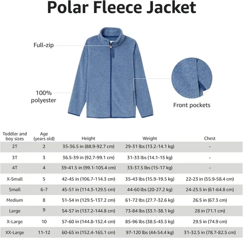 Miniatura 6 de Tienda Essentials Boys and Toddlers' Polar Fleece Full-Zip Mock Jacket