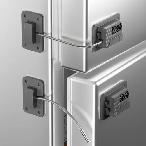 Miniatura 10 de RORMGO Paquete de 2 cerraduras para refrigerador, cerradura para refrigerador con protección de alambre de silicona, cerraduras para nevera
