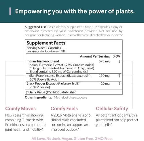 Miniatura 3 de Nutritional Roots - Cúrcuma india + incienso - Con 95% de curcuminoides, curcumina longa, boswellia serrata y pimienta negra - Apoya la salud