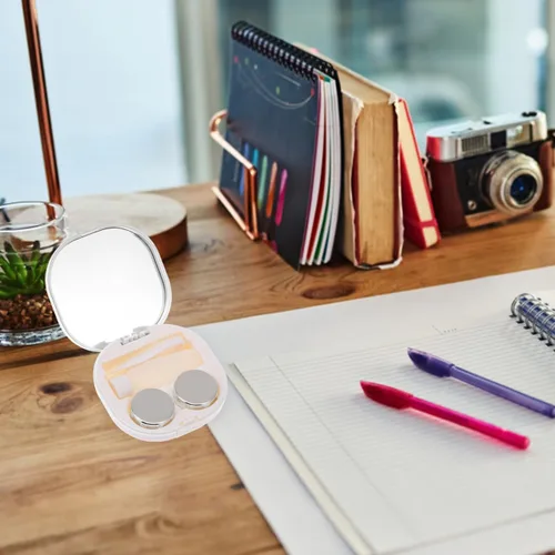 Miniatura 2 de Healifty Estuche para lentes de contacto portátil Kit de viaje para lentes de contacto con espejo y pinza de espejo, botella de solución