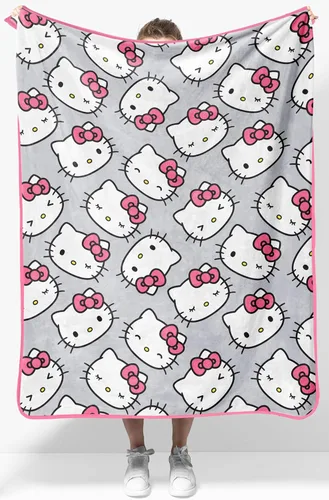 Jay Franco Manta de felpa – Manta suave y cómoda para sofá o cama – Decoración acogedora del hogar para sala de estar y dormitorio, gris, Hello Gris