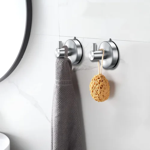 Miniatura 2 de DGYB Ganchos de ventosa para ducha, juego de 4 ganchos de toalla de níquel cepillado para baños, ganchos de ducha de acero inoxidable SUS 304