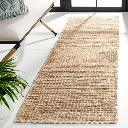 SAFAVIEH Natural Fiber Collection - Alfombra de pasillo de 8 pies, color natural y beige, diseño de granja, ideal para zonas de alto tráfico en