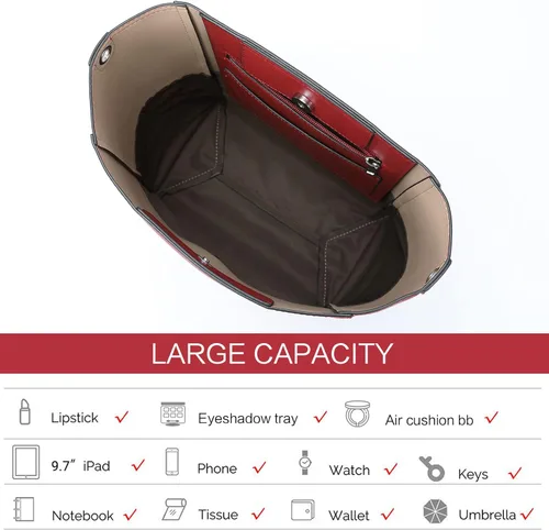 Miniatura 53 de BROMEN Bolsa Hobo para mujer, diseñada con cuero vegano, de hombro, bandolera