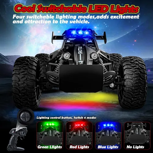 Miniatura 3 de Auto de control remoto para niños de 3, 4, 5, 6, 7+, coches RC de 20 KM/H de alta velocidad con luces LED, 2.4 GHz 2WD Monster Truck juguetes, auto