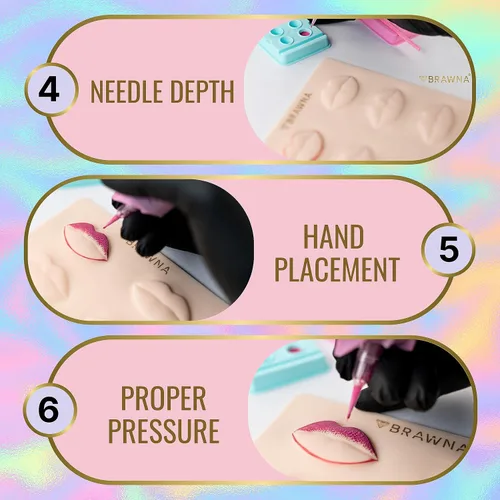 Miniatura 7 de BRAWNA 3D Lip PMU Practice Skin - 10 formas de labios - Piel de práctica de tatuaje de labios - Suministros PMU