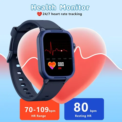 Miniatura 5 de Reloj inteligente para niños y niñas, relojes para niños con 19 modos deportivos, frecuencia cardíaca, monitor de sueño, podómetro, reloj Azul