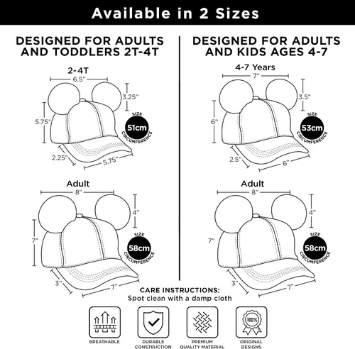 Miniatura 6 de Disney Sombrero de orejas de Mickey Mouse para niños juego de 2 gorras de béisbol para papá y yo