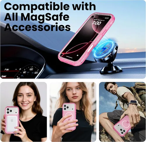 Miniatura 6 de Follaroma para iPhone 17 Pro Max, Funda Compatible con MagSafe, Funda Magnética Transparente de Doble Capa, Funda Resistente Anti-Caída y a Prueba
