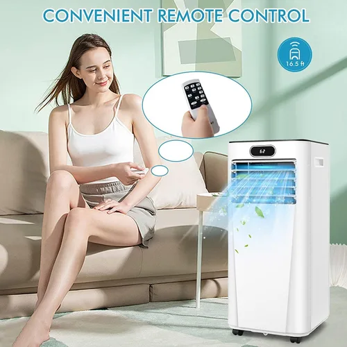 Miniatura 9 de GOFLAME Aire acondicionado portátil 8000BTU, enfriador de aire y deshumidificador 3 en 1 con control remoto, modo de suspensión, 2 velocidades
