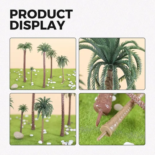 Miniatura 7 de Yetaha 48 piezas de árboles modelo de palmera de coco, modelo de paisaje, palmera de plástico, paisaje en miniatura, paisaje en diorama, árbol