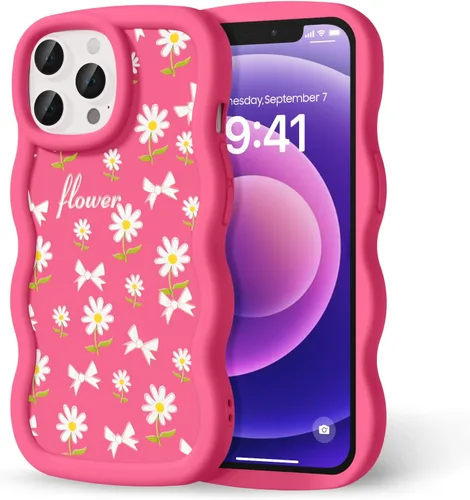 Miniatura 129 de Compatible con iPhone SE/8/7 Funda para Mujeres y Niñas, Marco Ondulado Rizado con Patrón Lindo, Estética Delgada Suave Silicona TPU Parachoques