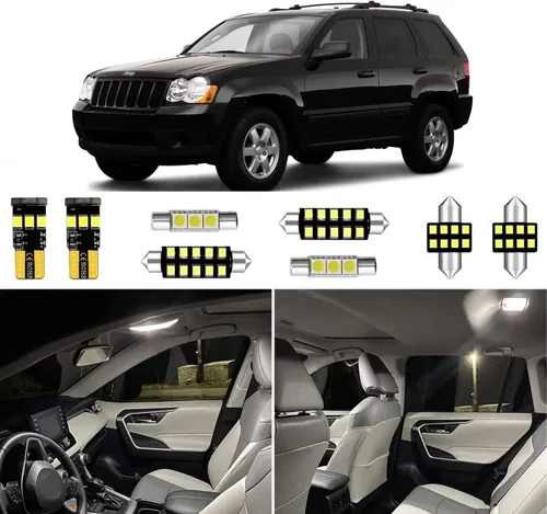 Paquete de bombillas LED interiores para Jeep Grand Cherokee 14 piezas, 6000K Super Brillo Blanco para Jeep Grand Cherokee 1999-2004 2005 2006 2007