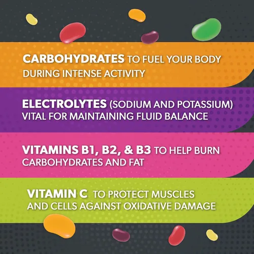 Miniatura 6 de Extreme Sport Beans® - Gomitas energizantes para ejercicio con cafeína, electrolitos y vitaminas, por Jelly Belly - Sabor a cereza, caja de 24