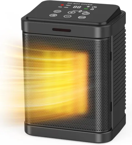 Calentador de espacio, calentador de espacio de cerámica PTC de 1500 W con 4 modos, temporizador de 24 horas, termostato, calefacción silenciosa de