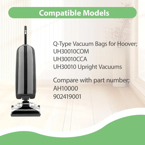 Miniatura 2 de Paquete de 10 bolsas de vacío HEPA tipo Q, compatibles con aspiradoras verticales Hoover UH30010COM/UH30010CCA/UH30010, pieza de repuesto AH10000