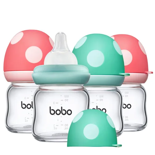 Miniatura 24 de YOHKOH Biberón de vidrio natural con pezón de flujo lento de nivel 1, biberones anticólicos para recién nacidos, botella de vidrio de cuello ancho