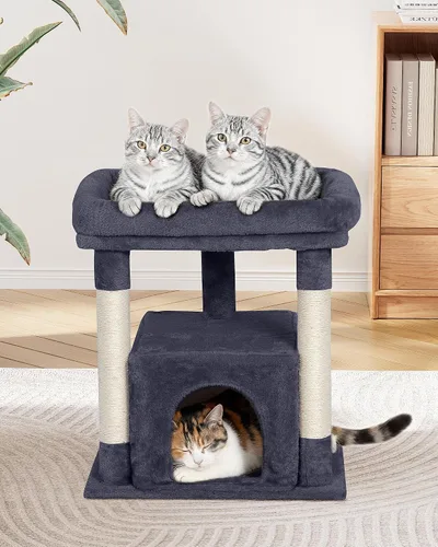 Miniatura 7 de Árbol para gatos grandes, 19 x 15.8 pulgadas, percha grande para gatos adultos, torre para gatos de 23.6 pulgadas con poste rascador, condominio