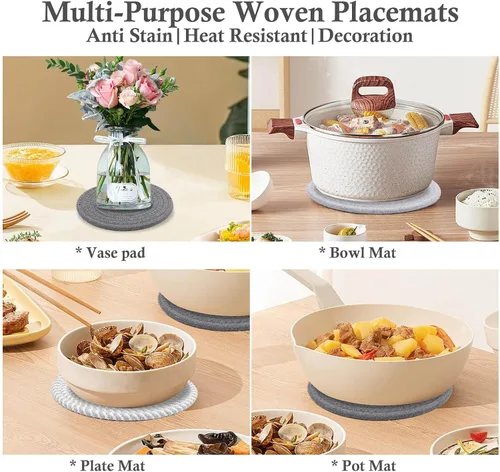 Miniatura 6 de Billbotk Salvamanteles de 7 pulgadas para platos, ollas y sartenes, 4 almohadillas calientes resistentes al calor, soportes para ollas para cocina