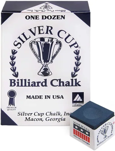 Miniatura 2 de Silver Cup caja de gis para tacos de pool/billar, 12 cubos. Azul marino