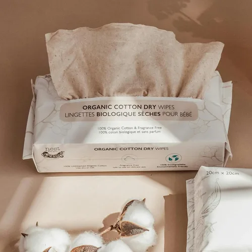 Miniatura 2 de Nest Designs Toallitas secas de algodón orgánico para piel sensible, sin productos químicos, 80 toallitas por paquete