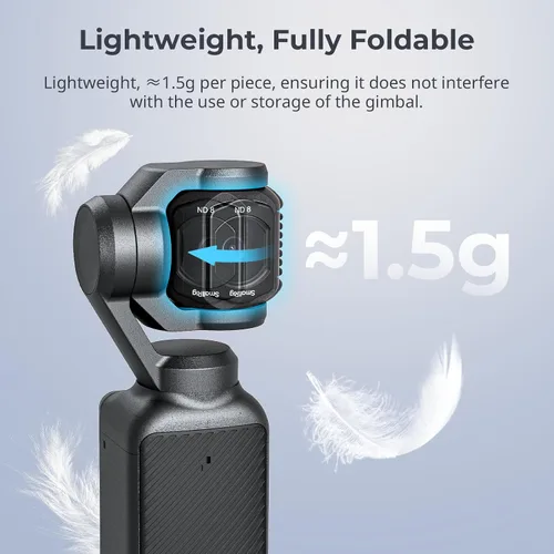 Miniatura 8 de SMALLRIG Juego de filtros magnéticos ND para DJI Osmo Pocket 4/3, incluye ND8, ND64, ND256 filtro multicapa y protector de pantalla, accesorios
